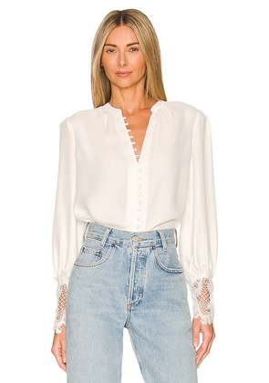 L'AGENCE Ava Lace Cuff Blouse in Ivory. Size S, XS.