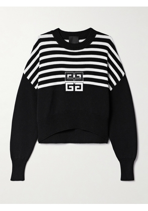 Givenchy - Embroidered Striped Knitted Sweater - Black - x small,small,medium,large,x large