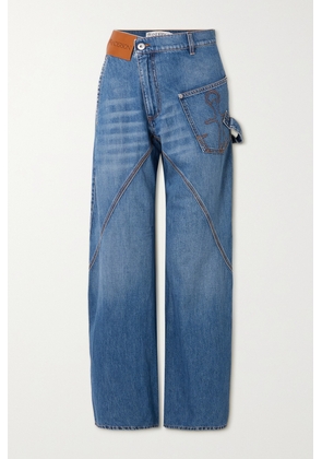 JW Anderson - Twisted Paneled Embroidered High-rise Jeans - Blue - 26,32,28,34,30,36