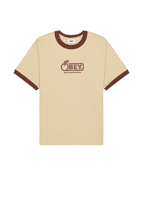 Obey Bigwig Sound Ringer Tee in Tan. Size M, S, XL/1X.