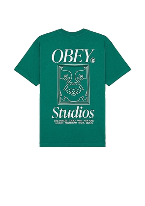 Obey Studios Icon Tee in Green. Size M, S, XL/1X.