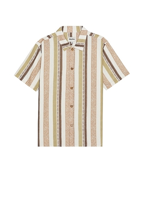Rhythm Paisley Stripe Shirt in Brown. Size M, S.