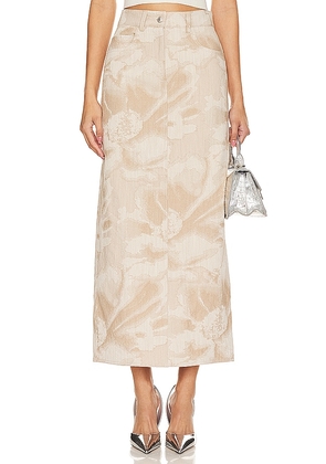 MSGM Daisy Jacquard Skirt in Beige. Size 40/S.
