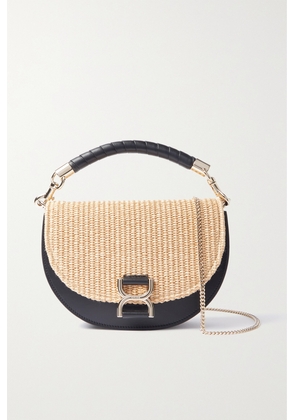 Chloé - Marcie Leather And Raffia Shoulder Bag - Neutrals - One size