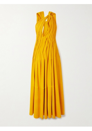 Chloé - Asymmetric Knotted Pleated Wool Gown - Yellow - FR34,FR36,FR38,FR40,FR42,FR44,FR46