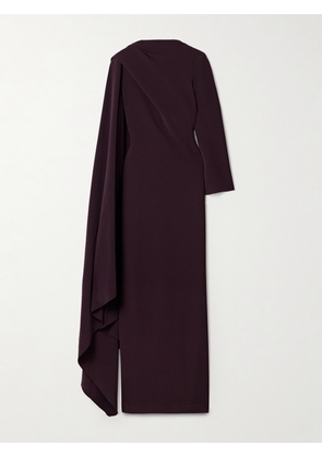 Solace London - Lydia One-sleeve Cape-effect Cady Maxi Dress - Purple - UK 4,UK 6,UK 8,UK 10,UK 12,UK 14,UK 16