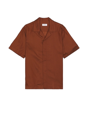 SATURDAYS NYC York Camp Collar Short Sleeve Shirt in Brown. Size M, S, XL/1X.