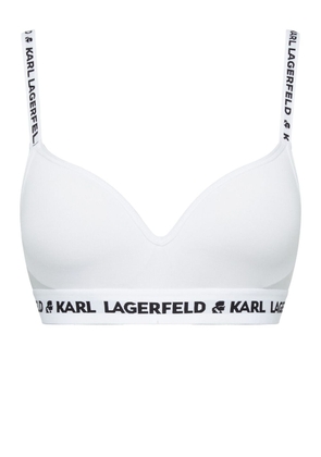 Karl Lagerfeld logo-print padded bra - White