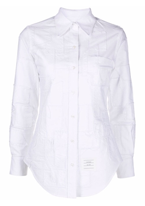 Thom Browne patchwork stitch button-up shirt - White