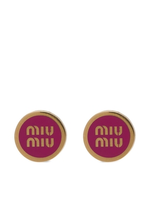 Miu Miu logo-lettering studs - Pink