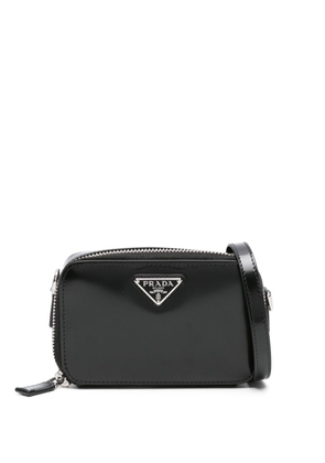 Prada triangle-logo leather messenger bag - Black