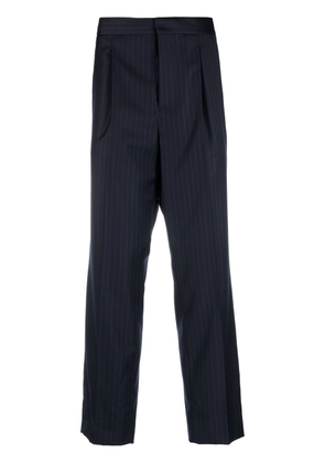 Brunello Cucinelli Chalk-Stripe virgin-wool tailored trousers - Blue