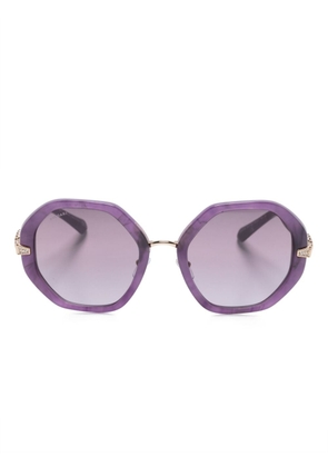 Bvlgari crystal-embellished geometric-frame sunglasses - Purple