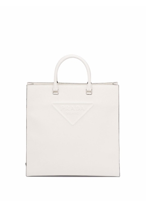 Prada logo-embossed Saffiano leather tote - White