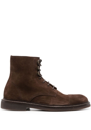 Brunello Cucinelli lace-up suede ankle boots - Brown