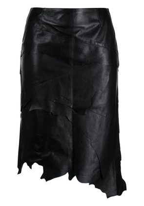 Coperni asymmetric leather midi skirt - Black
