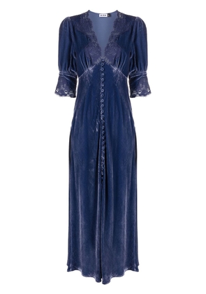 Rixo Simone lace-trimmed velvet dress - Blue