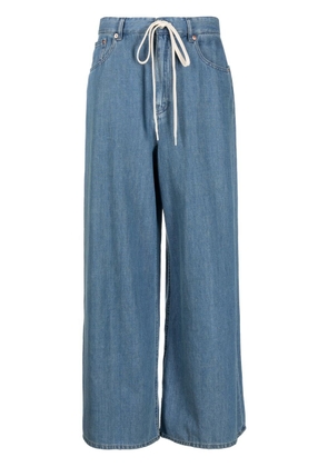 MM6 Maison Margiela drawstring-waist wide-leg trousers - Blue