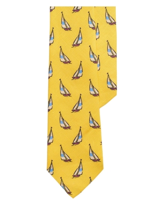 Polo Ralph Lauren Sailboat-jacquard linen tie - Yellow