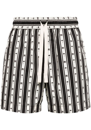 Palm Angels stripe-jacquard cotton shorts - White