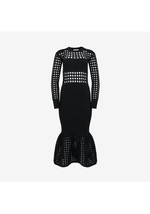 ALEXANDER MCQUEEN - Knitted Mesh Midi Dress - Item 780455Q1A8M1000