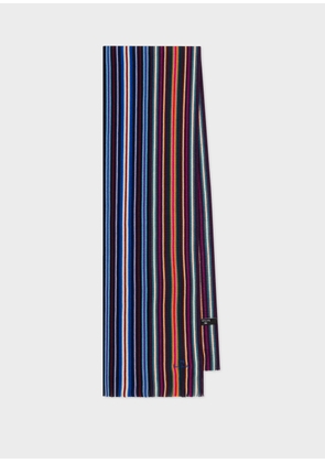 Ps Paul Smith Blue Merino Wool 'Spectrum Stripe' Scarf