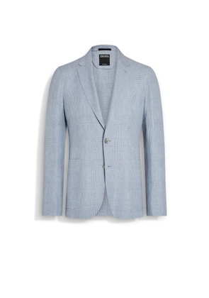 Light Teal Blue and Teal Blue Crossover Wool Linen and Silk Shirt Jacket