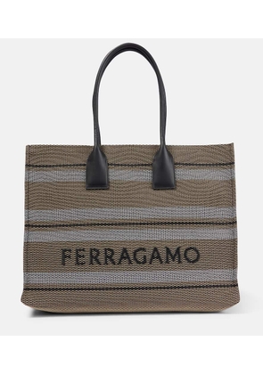 Ferragamo Large jacquard canvas tote bag