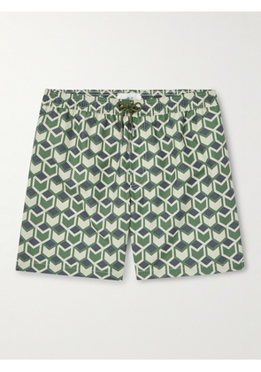 Mr P. - Straight-Leg Mid-Length Printed Swim Shorts - Men - Green - XS
