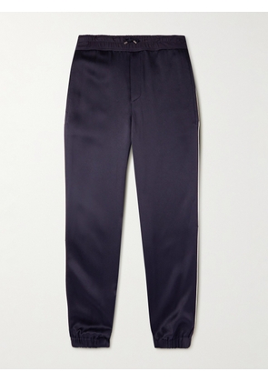 SAINT LAURENT - Straight-Leg Piped Satin-Jersey Sweatpants - Men - Blue - IT 44
