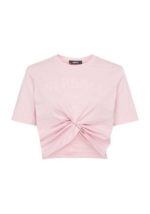 Versace Milano Logo Embroidered Jersey T-Shirt