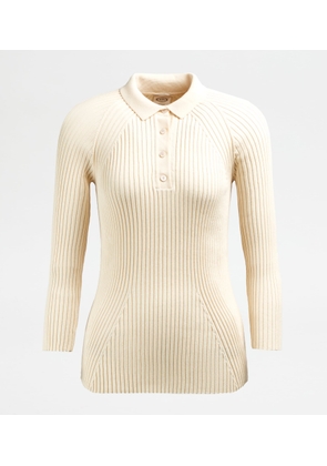 Tod's - Polo Shirt in Knit, WHITE, L - Knitwear