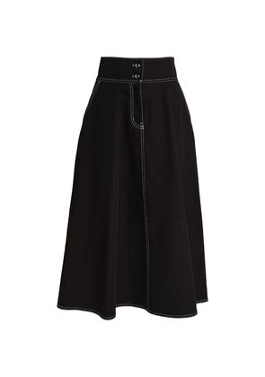 Max Mara Cotton-Linen Flared Midi Skirt