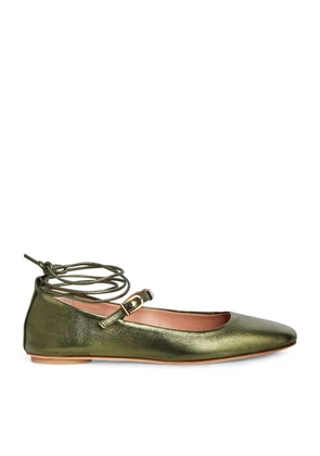 Max & Co. Metallic Lace-Up Ballet Flats