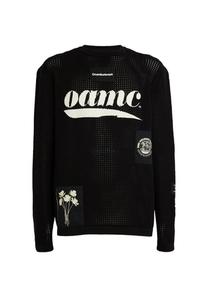 Oamc Cotton Mesh-Knit Logo Sweater