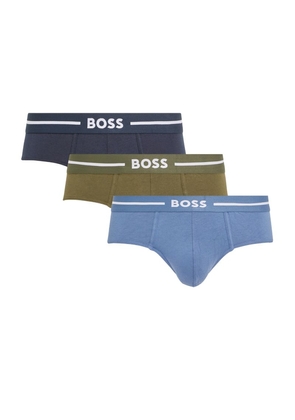 Boss Stretch-Cotton Logo Briefs (Pack Of 3)