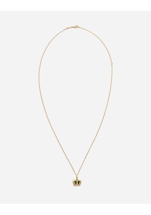 Dolce & Gabbana Crown Yellow Gold Crown Pendant With Green Jade On The Inside - Man Necklaces Gold Onesize
