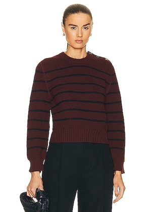 Bottega Veneta Striped Rib Knit Sweater in Merlot & Midnight Blue - Burgundy. Size L (also in XS).