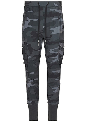 ASRV Tetra-lite Cargo High Rib Jogger in Black Camo - Charcoal. Size M (also in S).