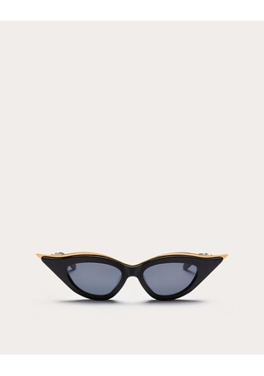 Valentino V - GOLDCUT II SCULPTED THICKSET ACETATE FRAME WITH TITANIUM INSERT Woman BLACK/GRADIENT GREY 49