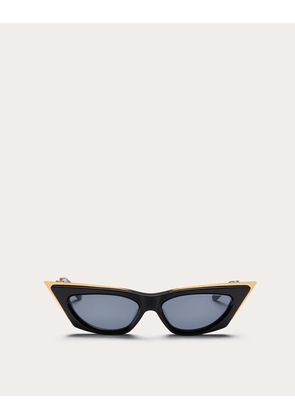 Valentino V - GOLDCUT I SCULPTED THICKSET ACETATE FRAME WITH TITANIUM INSERT Woman BLACK/GRADIENT GREY 55