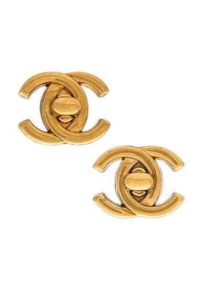 chanel Chanel Turnlock Clip On Earrings in Light Gold - Metallic Gold. Size all.