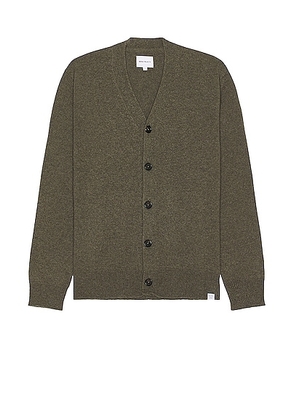 Norse Projects Adam Merino Lambswool Cardigan in Ivy Green - Green. Size L (also in M, S, XL/1X).