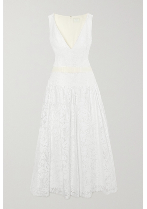 Erdem - Miranda Belted Cotton-blend Lace Midi Dress - White - UK 6,UK 8,UK 10,UK 12,UK 14