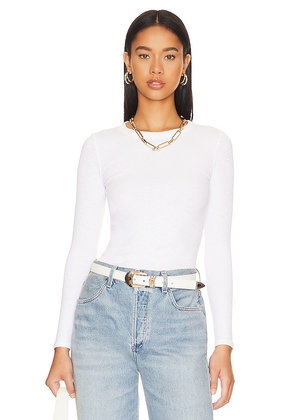 Enza Costa Textured Knit Crew Top in White. Size M, S, XS.