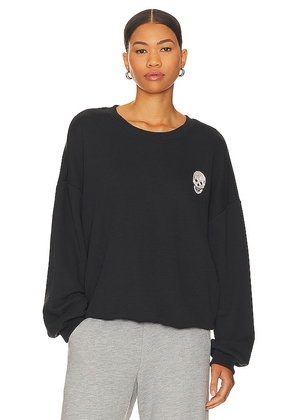 Chaser Embroidered Skull Sweatshirt in Black. Size XS.