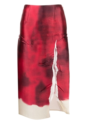 Prada abstract-print slit pencil skirt - Red