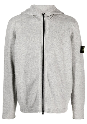 Stone Island Compass-patch knitted zipped hoodie - Grey