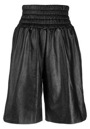 Manokhi smocked-waist leather skirt - Black