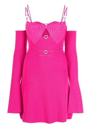 MACH & MACH off-shoulder heart-detail mini dress - Pink